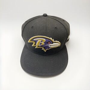 New Era 59Fifty Baltimore Ravens Classic Black Fitted Hat Size 7 1/2